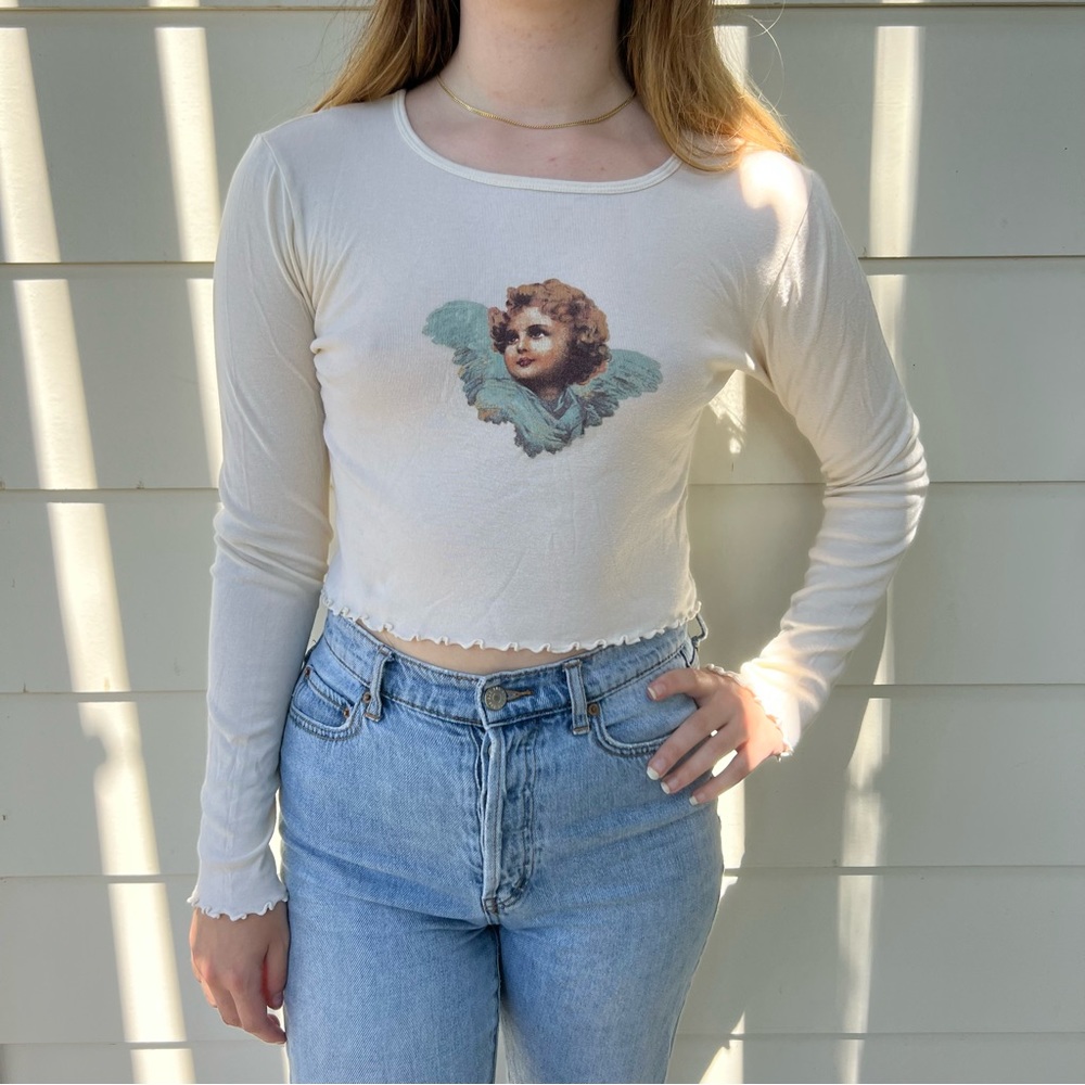 Long sleeve cream angel top
